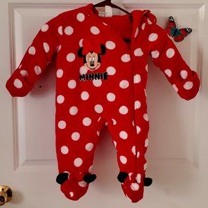 Disney Baby Red Minnie Mouse Footie Snowsuit, Size 3 Months
